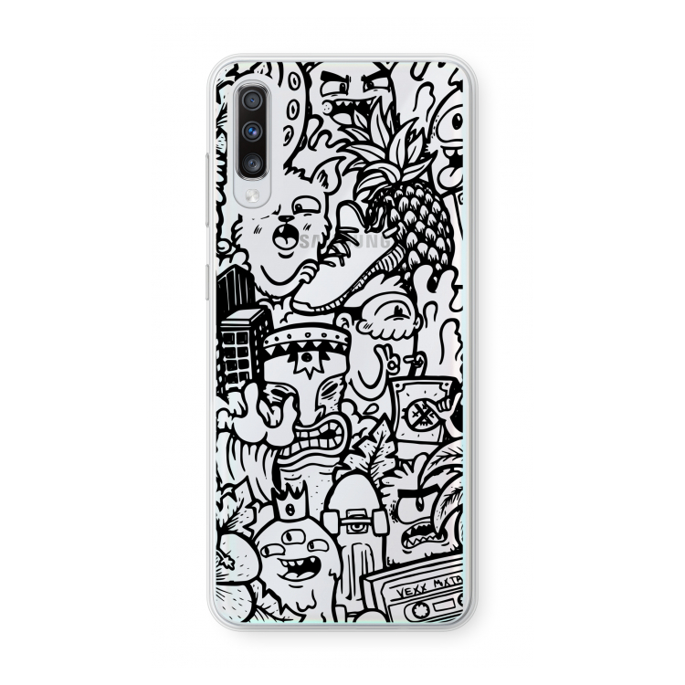 Vexx Black Mixtape: Samsung Galaxy A70 Transparant Hoesje