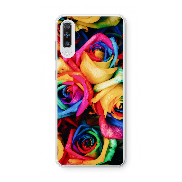 Neon bloemen: Samsung Galaxy A70 Transparant Hoesje