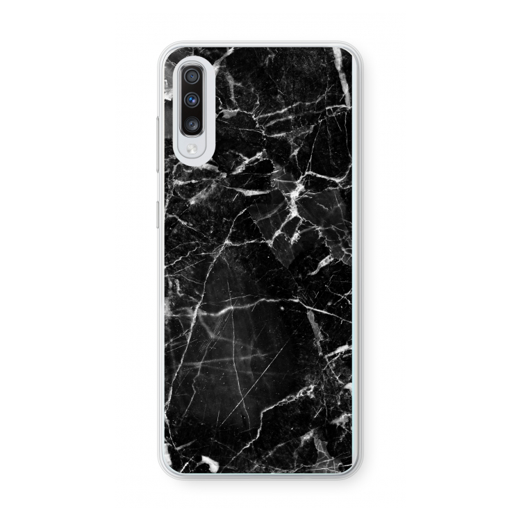Zwart Marmer 2: Samsung Galaxy A70 Transparant Hoesje