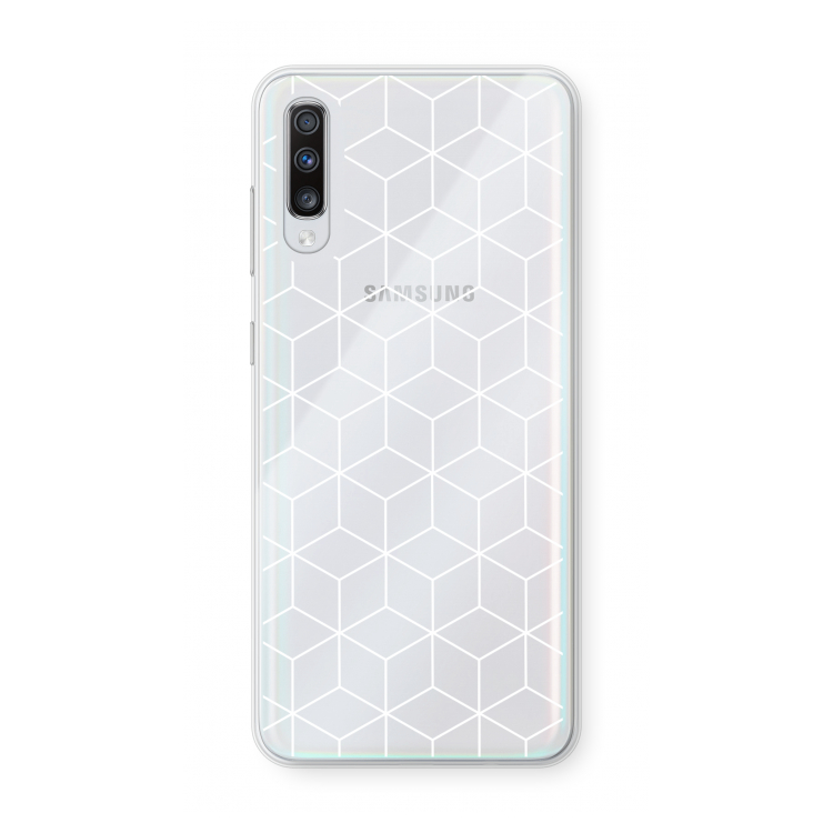 Zwart-witte kubussen: Samsung Galaxy A70 Transparant Hoesje