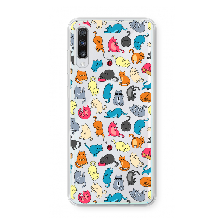 Kleurrijke katten: Samsung Galaxy A70 Transparant Hoesje