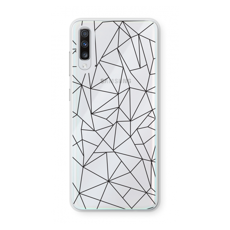 Geometrische lijnen zwart: Samsung Galaxy A70 Transparant Hoesje