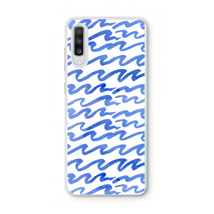 Blauwe golven: Samsung Galaxy A70 Transparant Hoesje