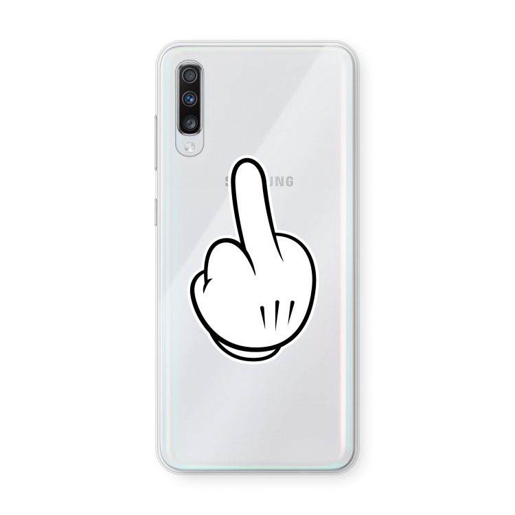 Middle finger black: Samsung Galaxy A70 Transparant Hoesje