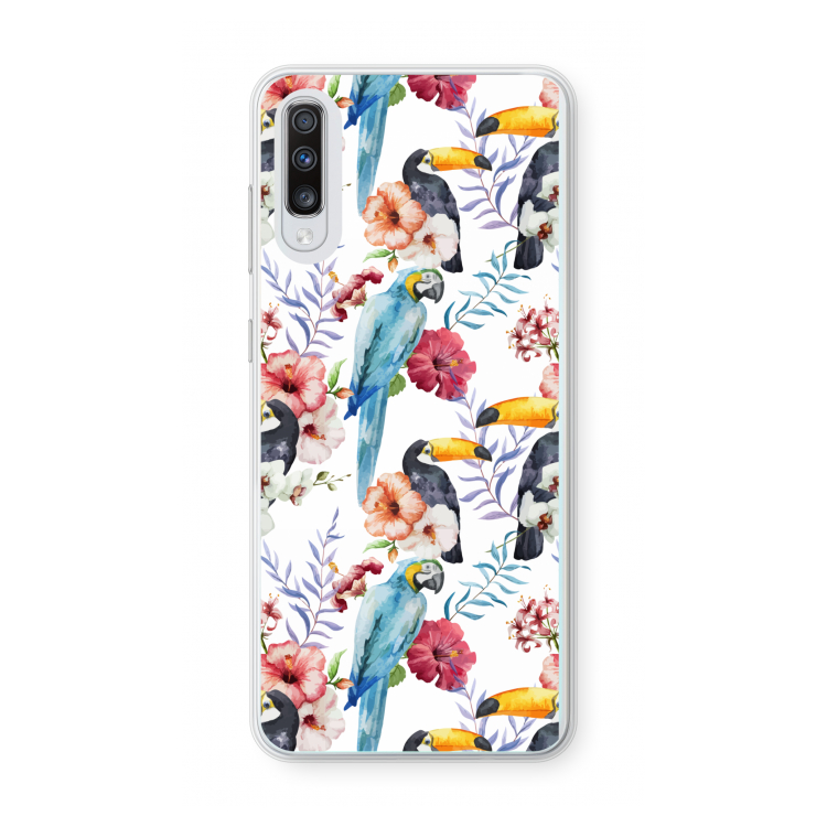 Bloemen tukan: Samsung Galaxy A70 Transparant Hoesje