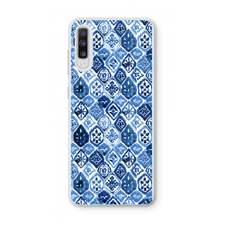 Blauw motief: Samsung Galaxy A70 Transparant Hoesje