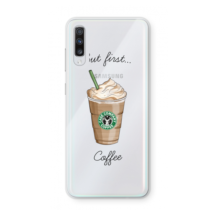 But first coffee: Samsung Galaxy A70 Transparant Hoesje