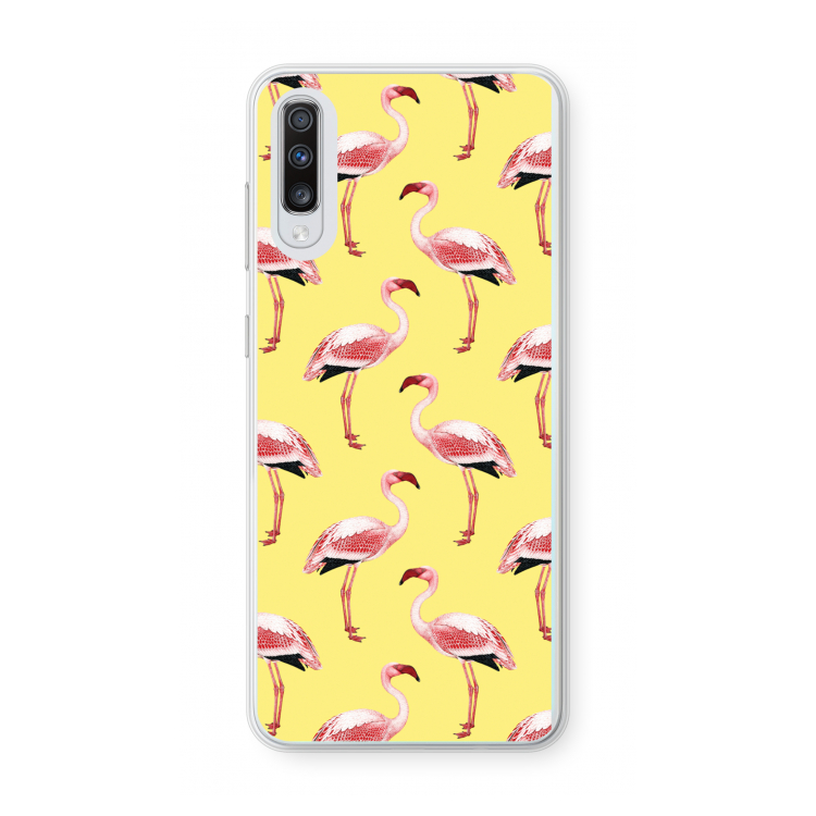 Flamingo's geel: Samsung Galaxy A70 Transparant Hoesje