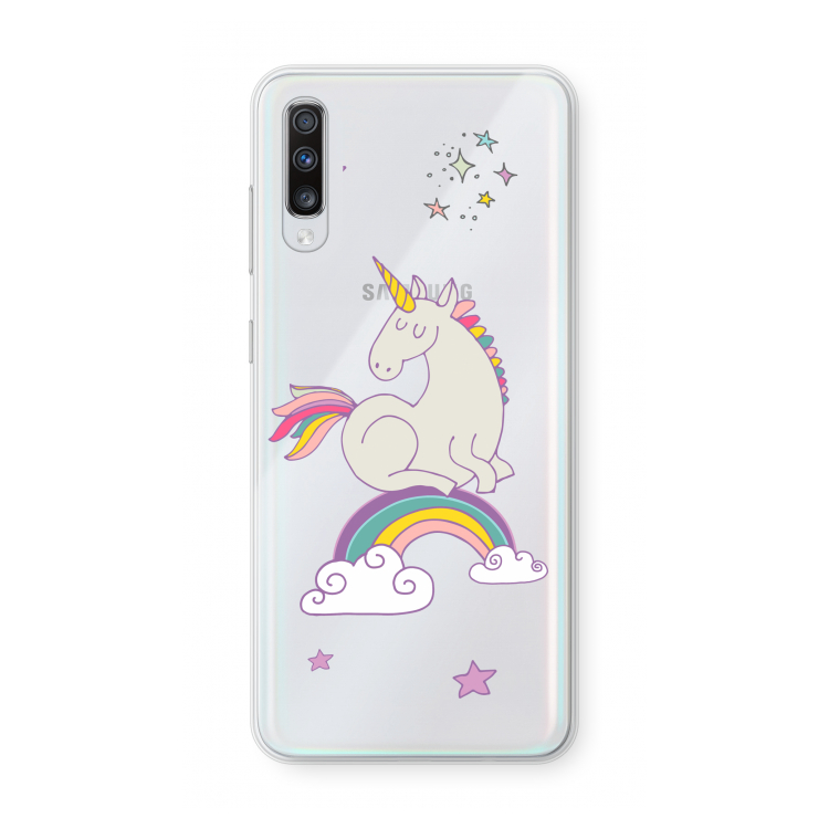 Regenboog eenhoorn: Samsung Galaxy A70 Transparant Hoesje