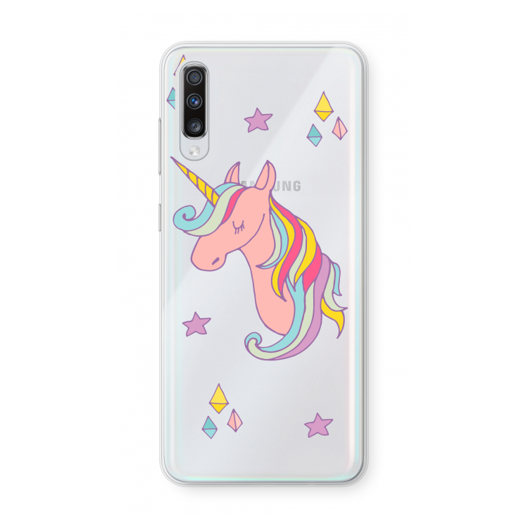 Roze eenhoorn: Samsung Galaxy A70 Transparant Hoesje