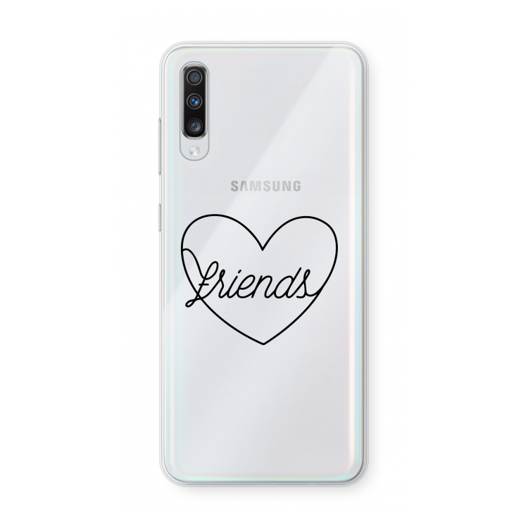 Friends heart black: Samsung Galaxy A70 Transparant Hoesje