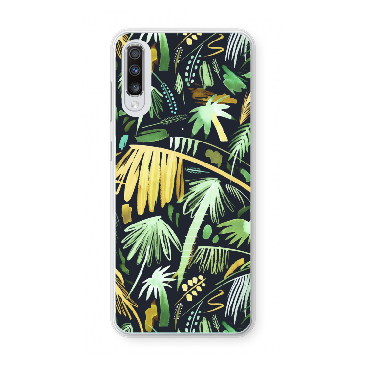 Tropical Palms Dark: Samsung Galaxy A70 Transparant Hoesje