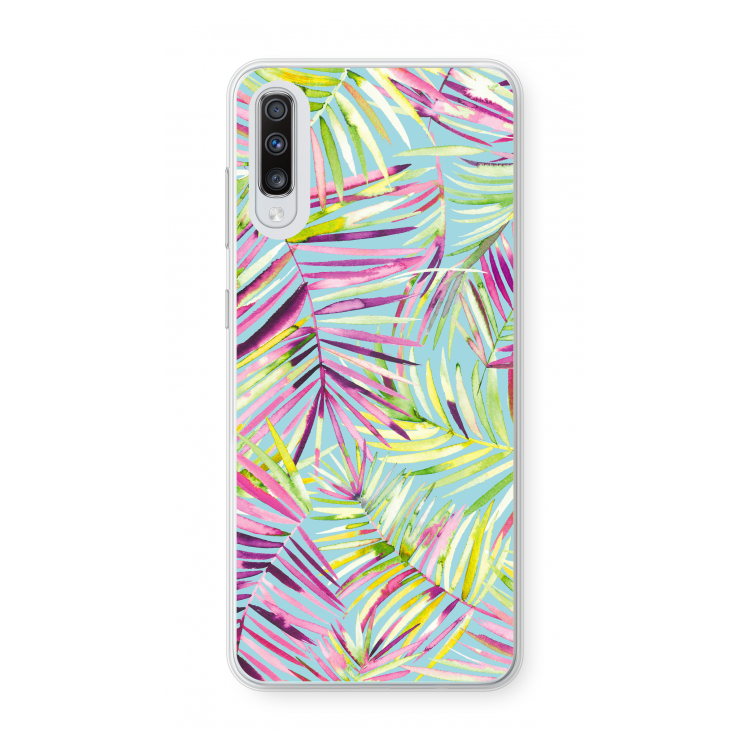 Tropical Palms Blue: Samsung Galaxy A70 Transparant Hoesje
