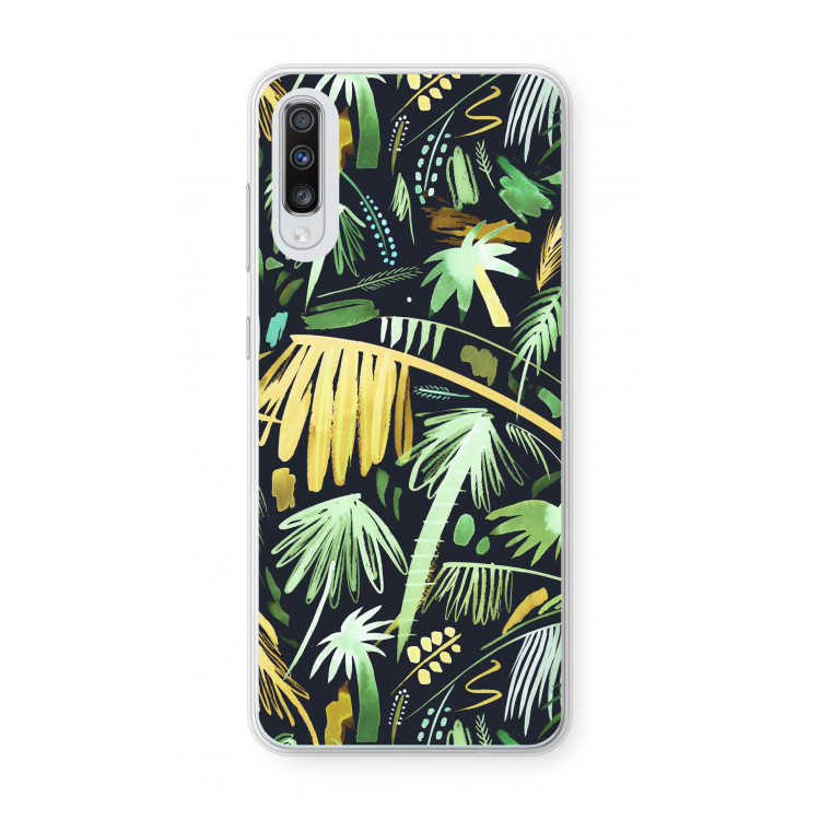 Tropical Palms Dark: Samsung Galaxy A70 Transparant Hoesje