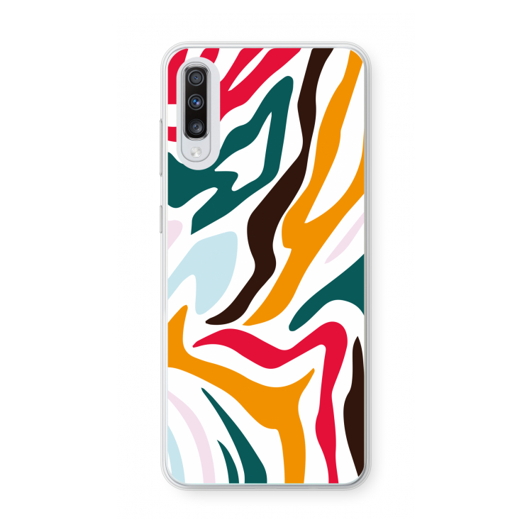 Colored Zebra: Samsung Galaxy A70 Transparant Hoesje