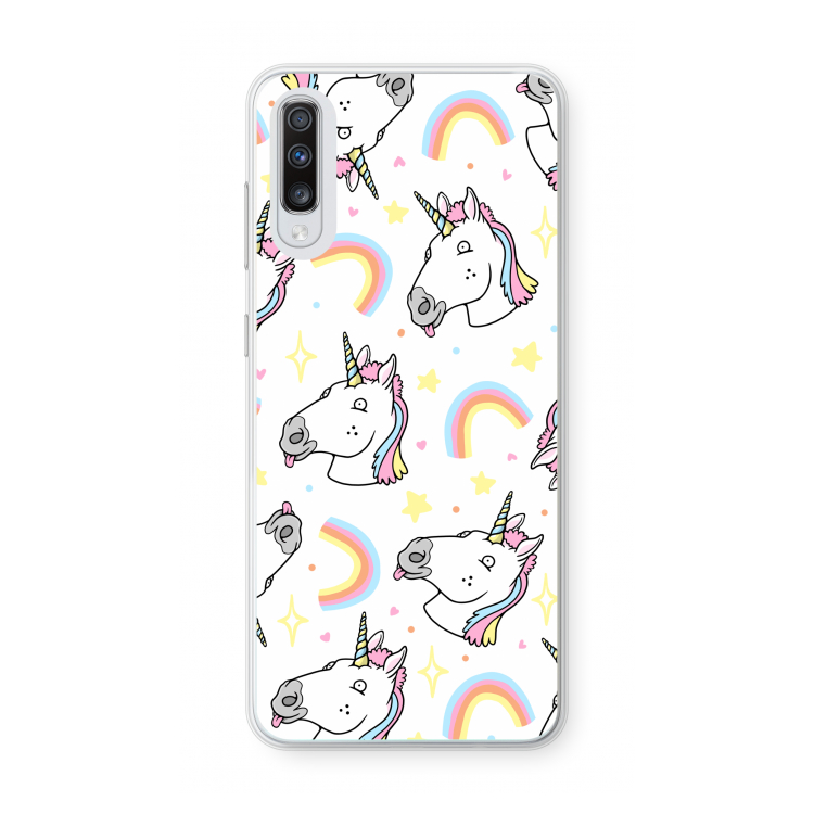 Rainbow Unicorn: Samsung Galaxy A70 Transparant Hoesje