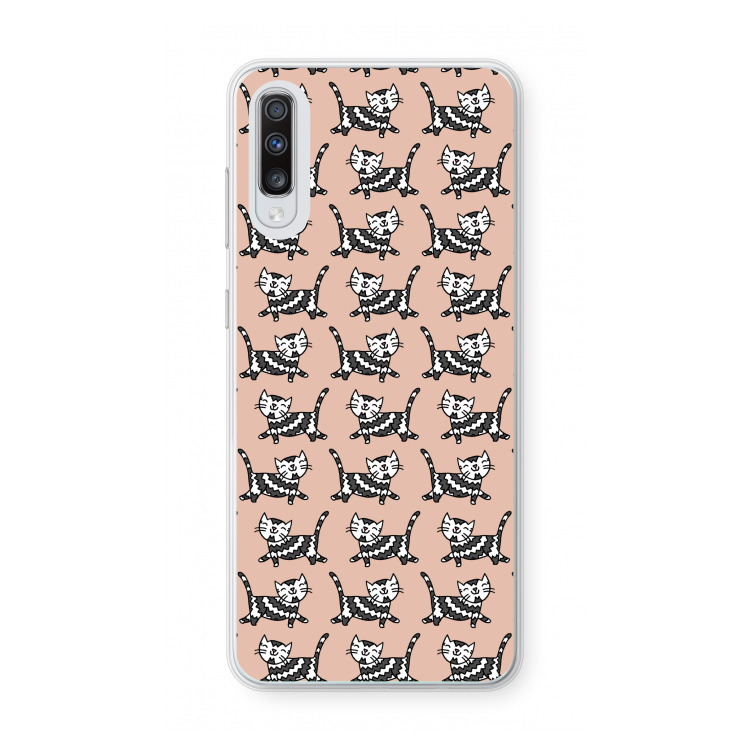 Zwarte poes: Samsung Galaxy A70 Transparant Hoesje