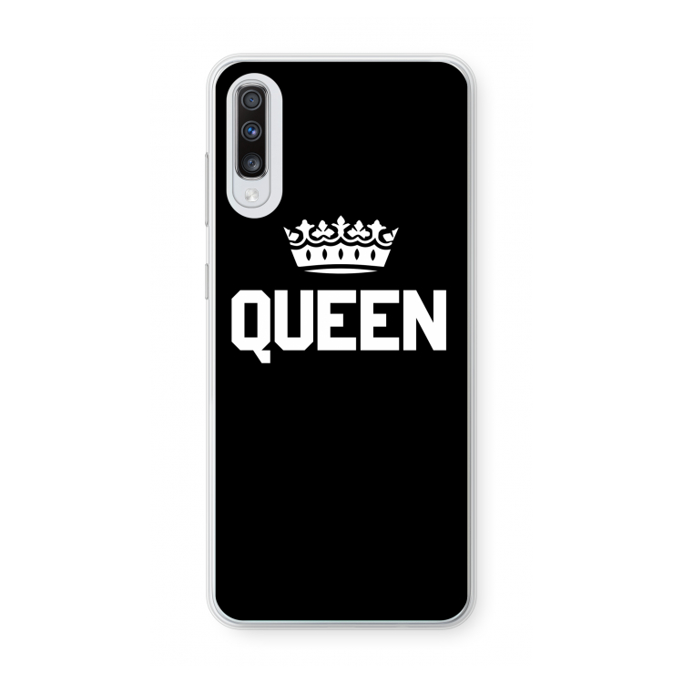 Queen zwart: Samsung Galaxy A70 Transparant Hoesje