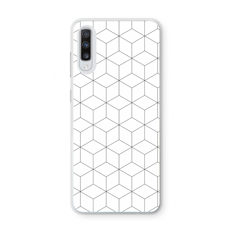 Zwart-witte kubussen: Samsung Galaxy A70 Transparant Hoesje