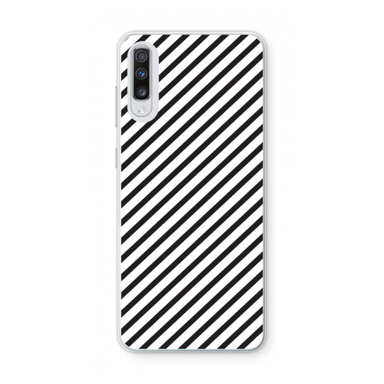 Strepen zwart-wit: Samsung Galaxy A70 Transparant Hoesje