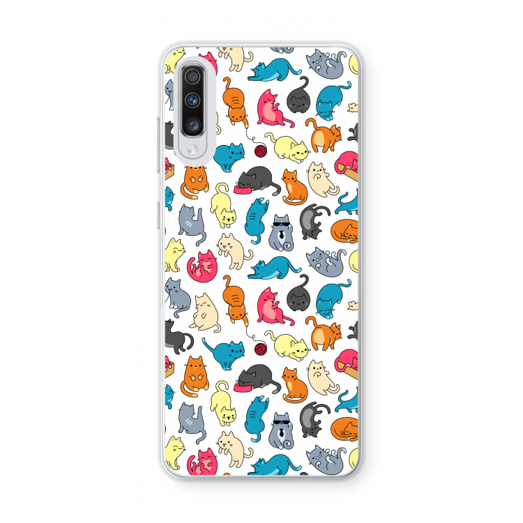 Kleurrijke katten: Samsung Galaxy A70 Transparant Hoesje