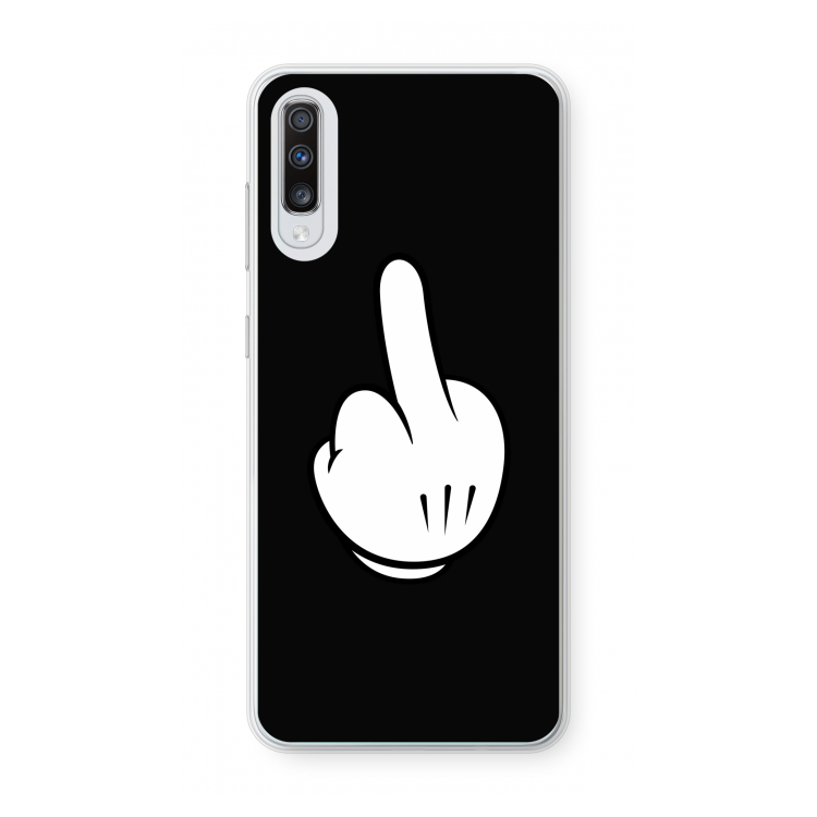 Middle finger black: Samsung Galaxy A70 Transparant Hoesje