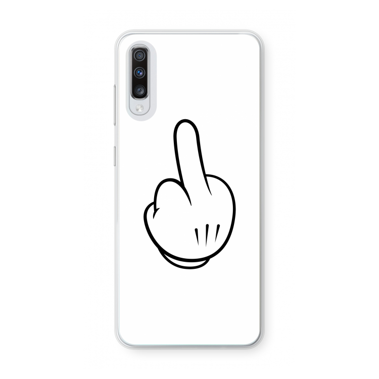 Middle finger white: Samsung Galaxy A70 Transparant Hoesje
