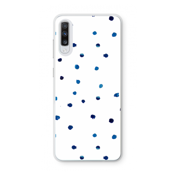 Blauwe stippen: Samsung Galaxy A70 Transparant Hoesje