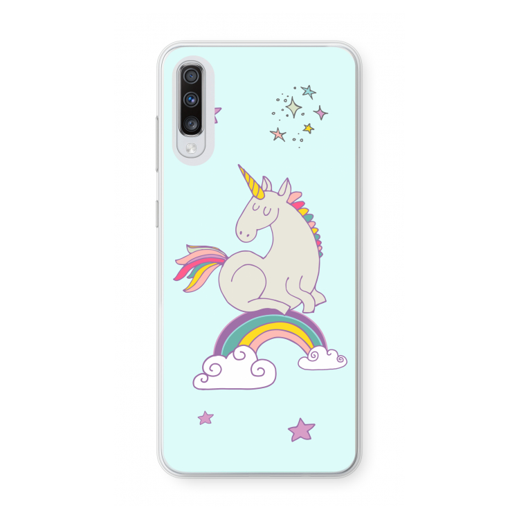 Regenboog eenhoorn: Samsung Galaxy A70 Transparant Hoesje