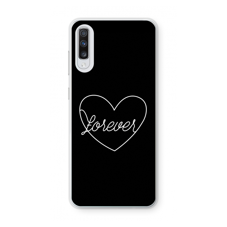 Forever heart black: Samsung Galaxy A70 Transparant Hoesje