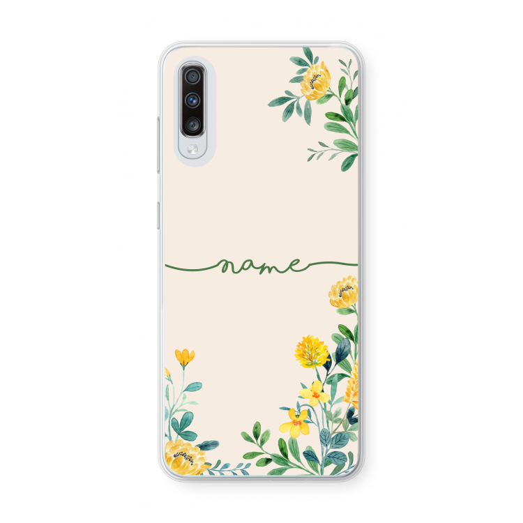 Gele bloemen: Samsung Galaxy A70 Transparant Hoesje