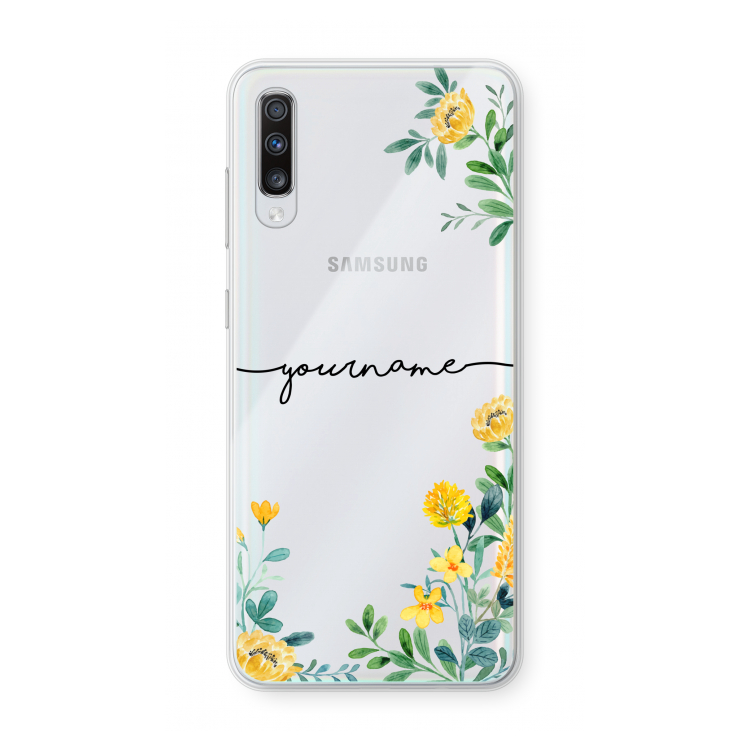Gele bloemen: Samsung Galaxy A70 Transparant Hoesje