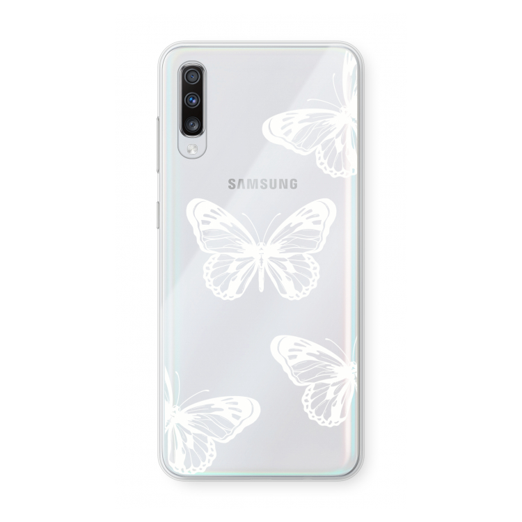 White butterfly: Samsung Galaxy A70 Transparant Hoesje