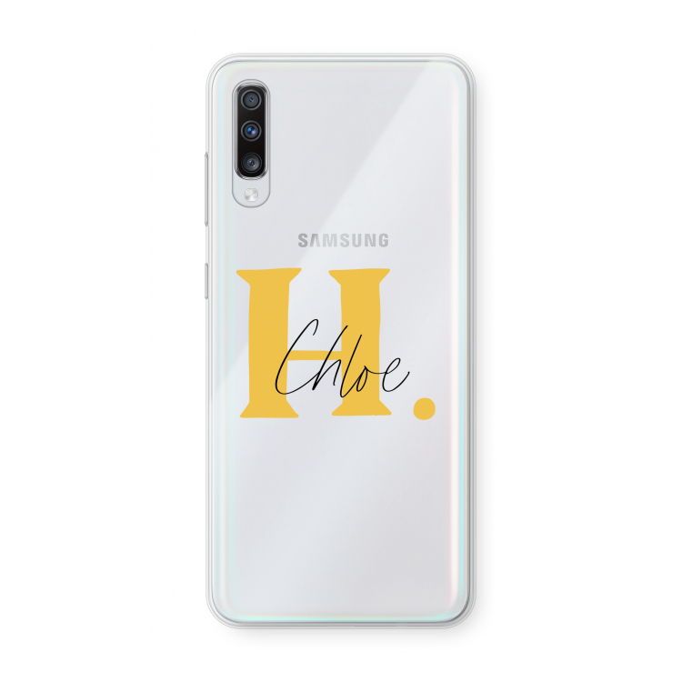 Amber Script: Samsung Galaxy A70 Transparant Hoesje