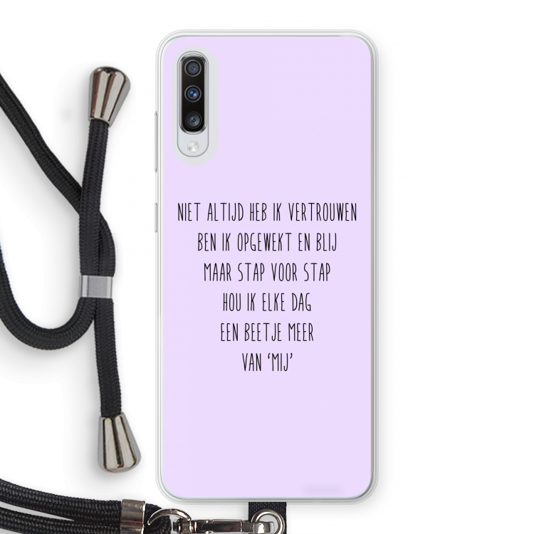 Zelfvertrouwen: Samsung Galaxy A70 Transparant Hoesje met koord