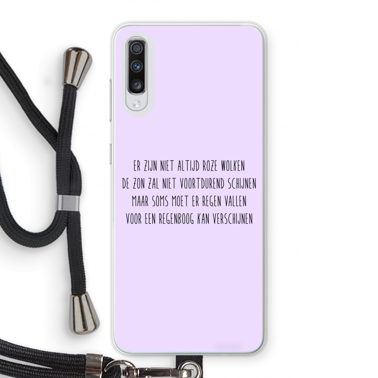 Regenboog: Samsung Galaxy A70 Transparant Hoesje met koord