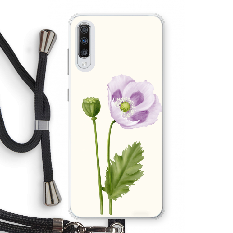 Purple poppy: Samsung Galaxy A70 Transparant Hoesje met koord