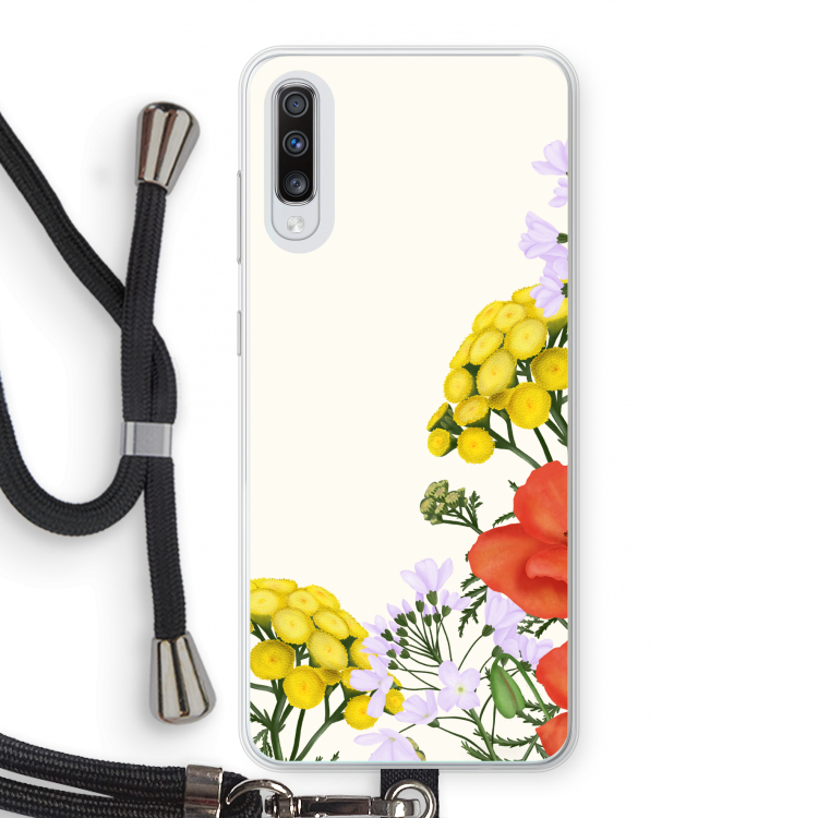 Wilde bloemen: Samsung Galaxy A70 Transparant Hoesje met koord