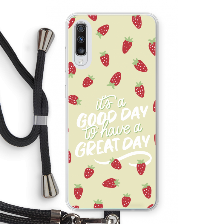 Don't forget to have a great day: Samsung Galaxy A70 Transparant Hoesje met koord