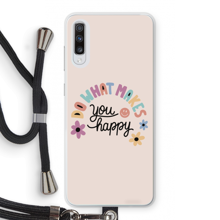 Happy days: Samsung Galaxy A70 Transparant Hoesje met koord