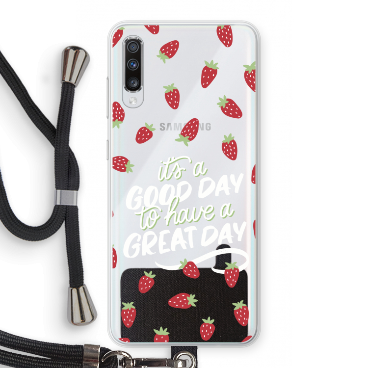 Don't forget to have a great day: Samsung Galaxy A70 Transparant Hoesje met koord