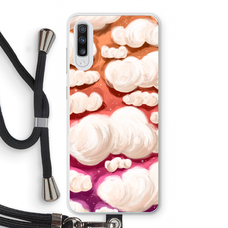 Katoen Wolken: Samsung Galaxy A70 Transparant Hoesje met koord