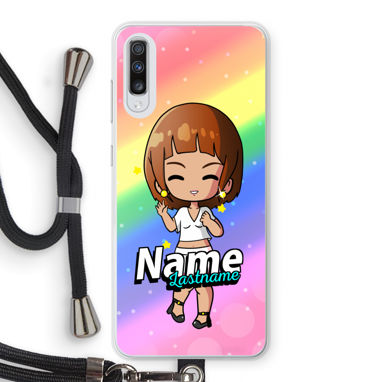 Chibi Maker vrouw: Samsung Galaxy A70 Transparant Hoesje met koord
