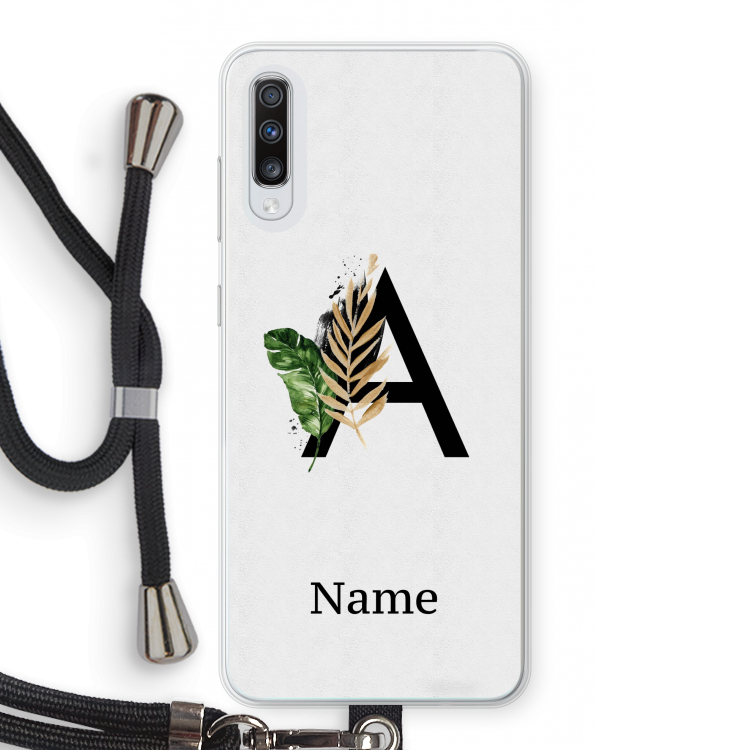 Charcoal Flora: Samsung Galaxy A70 Transparant Hoesje met koord