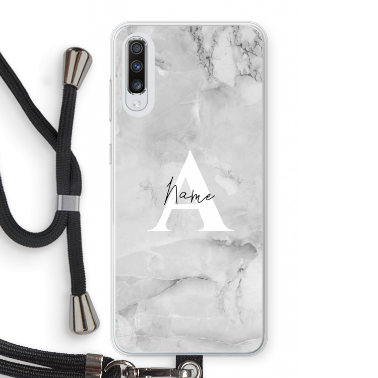 Ivory Marble: Samsung Galaxy A70 Transparant Hoesje met koord