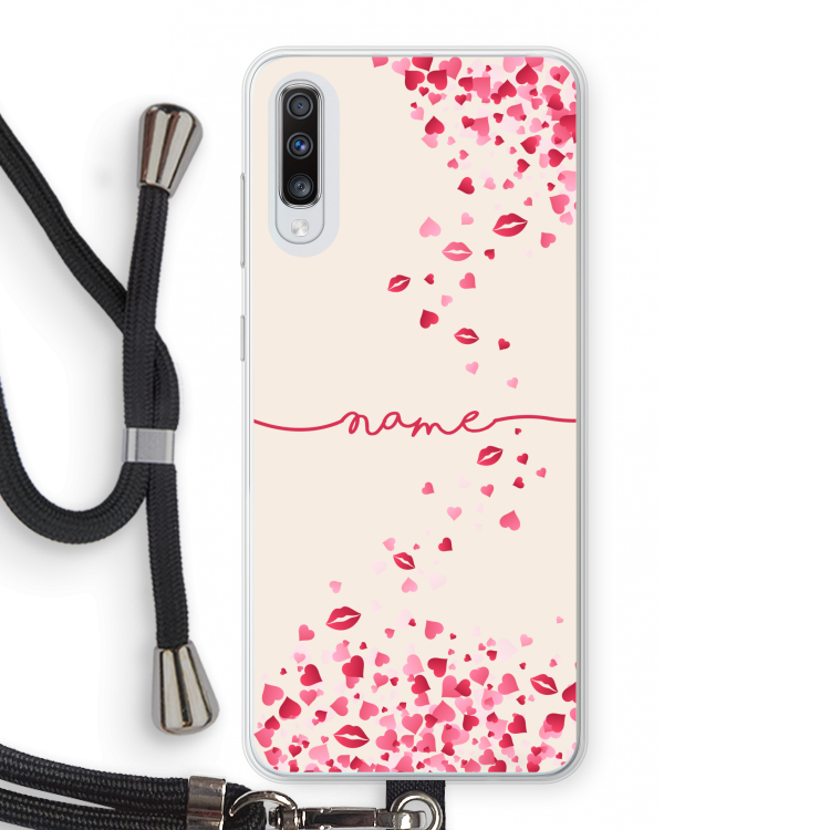 Hartjes en kusjes: Samsung Galaxy A70 Transparant Hoesje met koord