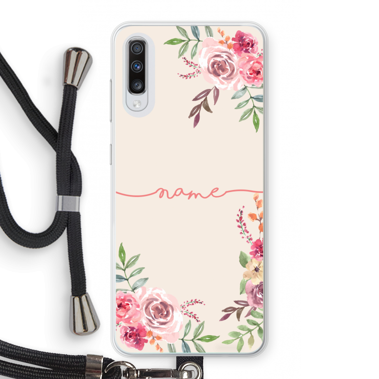 Rozen: Samsung Galaxy A70 Transparant Hoesje met koord