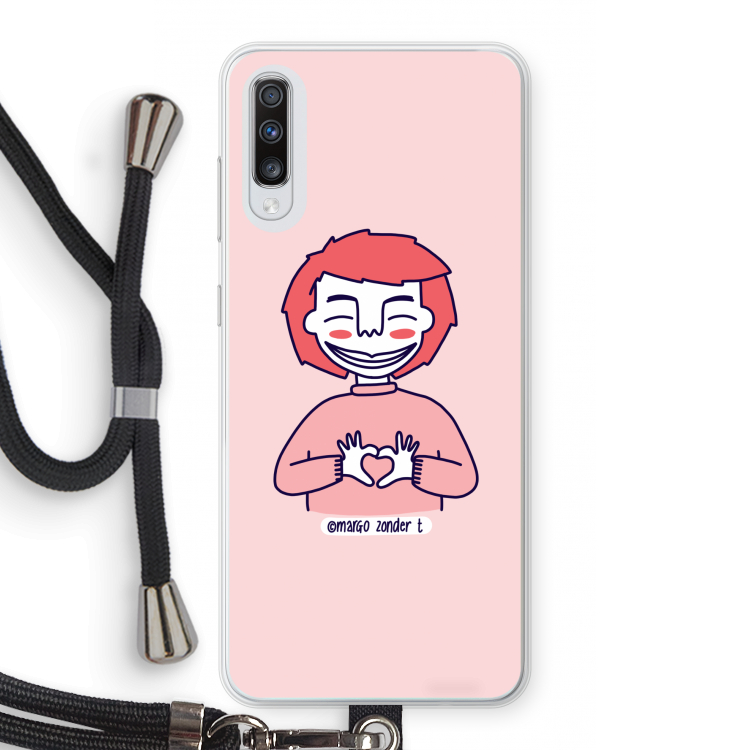 Hartje: Samsung Galaxy A70 Transparant Hoesje met koord