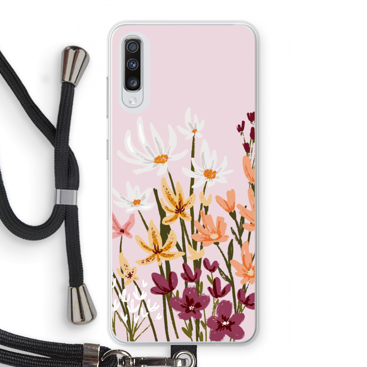 Painted wildflowers: Samsung Galaxy A70 Transparant Hoesje met koord