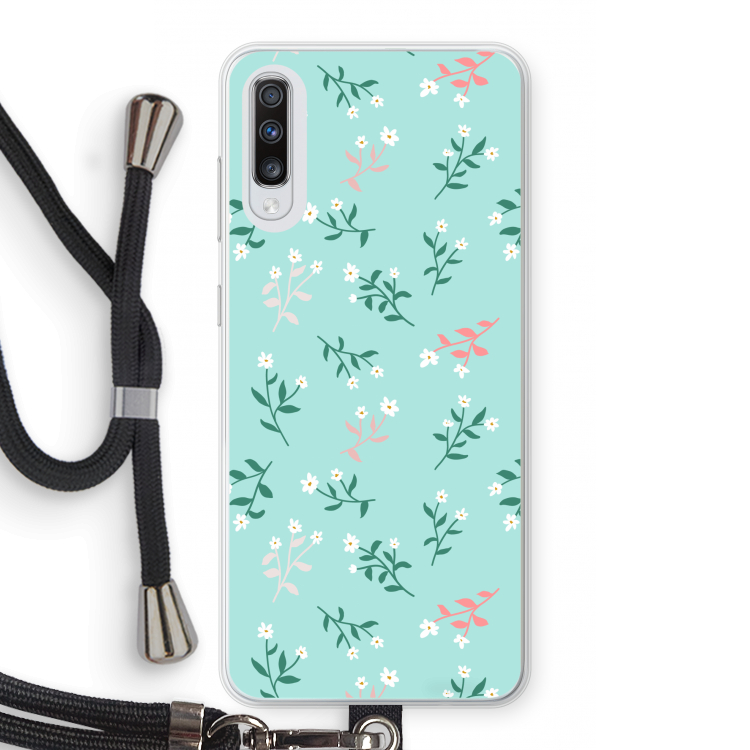 Small white flowers: Samsung Galaxy A70 Transparant Hoesje met koord